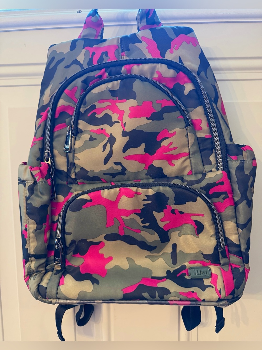 Lug Hatchback Backpack in a Camo Pink Pattern - Picture 2 of 11